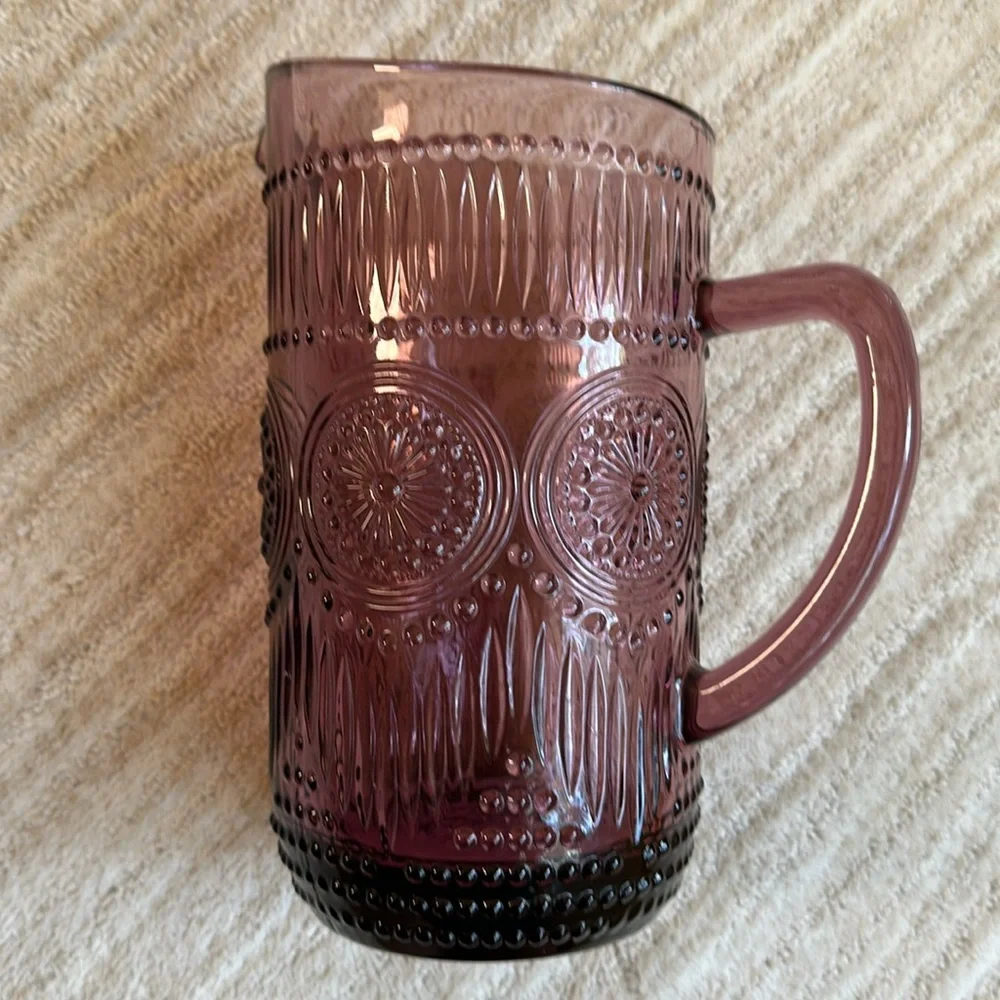 THE PIONEER WOMAN Adeline-Plum Glass Pitcher 54 Oz | 1.59 Liter Pitcher
